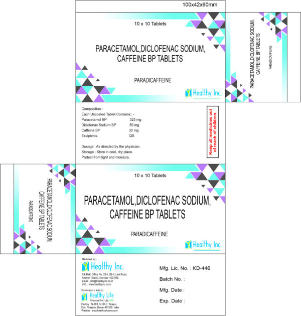 Paracetamol Diclofenac sodium coffeine tablets